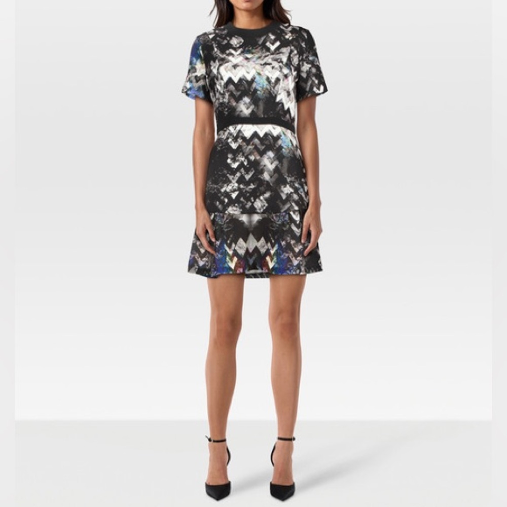Sandro | Women's Multicolor Short Sleeve Peplum Hem Mini Dress